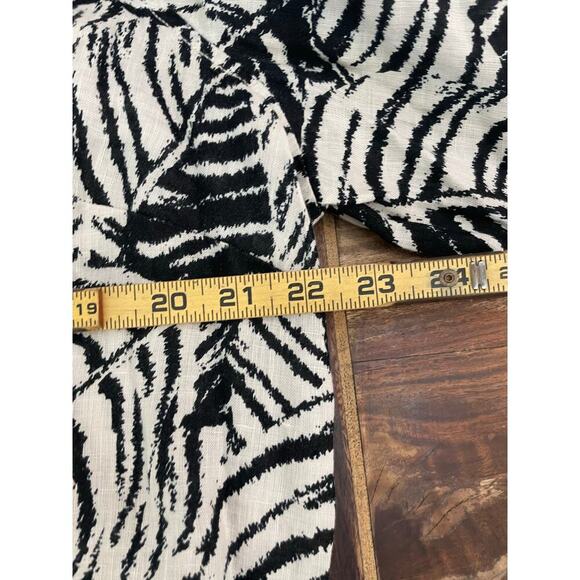 Cynthia Rowley Black White 100% Linen Palm Leaf Print Button Down Tunic Top 2X - Picture 7 of 7